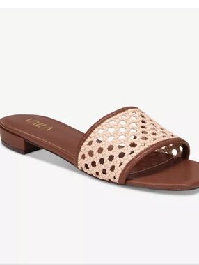 Vaila Womens Brown and Cream Woven Slide Size 13